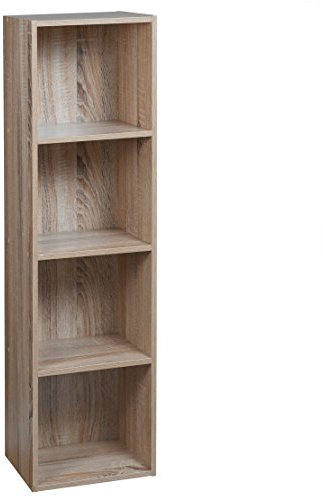 URBNLIVING 1, 2, 3, 4 Tier Wooden Shelving Bookcase Storage Wood Shelf Unit (4 Tier)