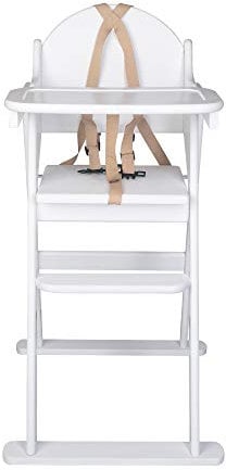 Safetots Deluxe Klapphochstuhl aus Naturholz, Weiß, Hochstuhl für Baby und Kleinkind, Vormontiert, Stilvoll, Praktisch und Platzsparend