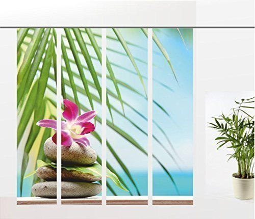gardinen-for-life Flächenvorhang Orchidee - Serie 4er Set 2,45 m Höhe, Wellnessmotiv,