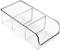 iDesign Storage Box with 3 Compartments, Medium Size Plastic Kitchen Organiser for Fridge and Pantry, Fridge Storage Bin for Food, Drinks and Condiments, Clear
