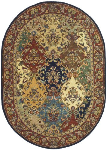 SAFAVIEH Heritage Collection HG911A Teppich, oval, Mehrfarbig und Burgunderrot, handgefertigt, traditionell orientalische Wolle, ideal für stark frequentierte Bereiche im Wohnzimmer, Schlafzimmer