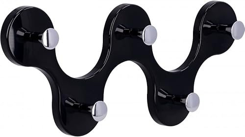 SIRO Hakenleiste Idar-Oberstein, Design, Modern, Kunststoff - Druckguss schwarz chrom glänzend, 248 mm x 30 mm x 103 mm, LA 100 x 2 mm, 01047-248K1ZN1V1K