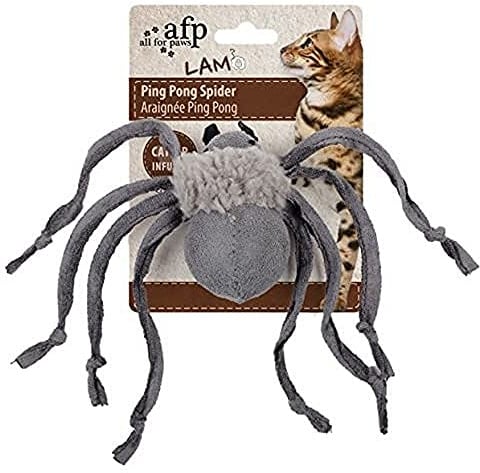 ALL FOR PAWS Lamb Ping Pong Spider Cat Toy, Mixed Colours | Infused with Catnip, Engaging Design, Keeps Cats Entertained