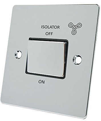 Alliance Electrical FPC3PFANBC Polished Chrome Flat Black Insert Metal Rocker Switch-10 Amp 3-Pole Fan Isolator Switch, 240 V