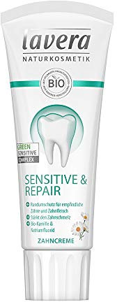 Lavera Sensitive Zahnpasta, Bio-Kamille & Soduimfluorid, vegane Bio-Hautpflege, Natur- & Innovative Kosmetik, für die Zahnpflege, 75 ml