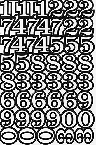 Zahlen Nummern Ziffern weiss 30 mm Aufkleber Sticker 1 Blatt 270 mm x 180 mm