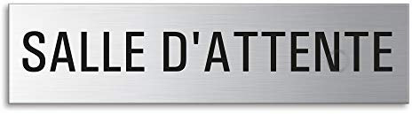 Plaque de Porte - Salle d'Attente | Signalétique en Acier inox brossé 160 x 40 mm No. 27403