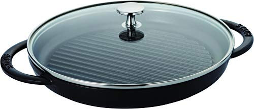 Staub Pure Grill & Frying Pan, Steam & Grill, Black, 10.2 inches, Cast Enamel, Induction Compatible, Authentic Japanese Product