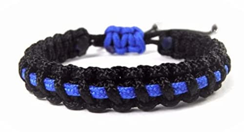 HanseCharms Paracord Typ I Armband-Thin Blue Line-Polizei-Männer, Frauen, Kinder Armband-Verstellbar, 1 cm breit (S = 13-17 cm)