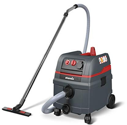 Starmix ISC L-1625 Top – Industriesauger Staubklasse L mit Gerätesteckdose & automatischer Filterreinigung – Nass-/Trockensauger mit 1600 W Leistung, 25 L, inkl. 5m Schlauch & Edelstahl-Zubehörset