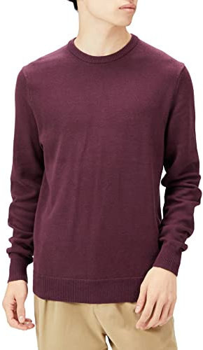 Amazon Essentials Maglione Girocollo a Maniche Lunghe, 100% Cotone, Disponibile Anche in Taglie Big & Tall Uomo, Bordeaux, L