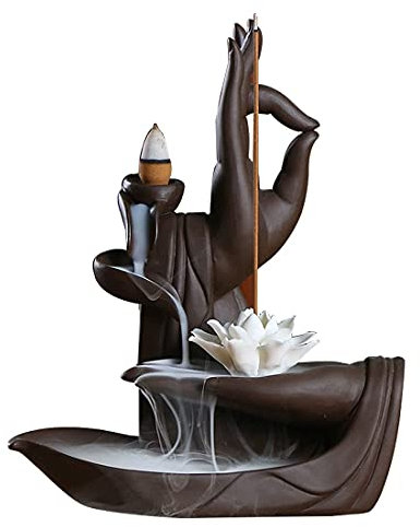 Support Brûle-encens à refoulement en céramique avec 20 cônes d'encens Ceramic Lotus