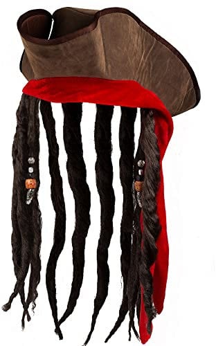 Boland 81938 - Hut Pirat Dirty Jack mit Kunsthaaren für Karneval und Mottoparty, Piraten Mütze, Seeräuber Hut, Zubehör Faschingskostüme, Kostüm Accessoire, Braun