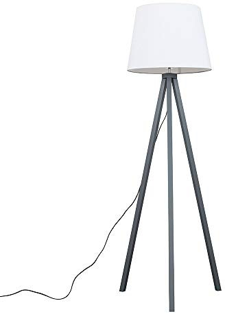 MiniSun | Modern Grey Wood Tripod Design Floor Lamp with a White Tapered Shade | Floor Lamps & Torchieres, Home Décor & Improvement Essential | Includes Bulb [3000K Warm White]