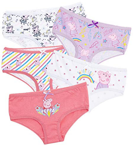Peppa Pig Peppa Wutz Unterhosen, Unterwäsche Mädchen, Top-Qualität Material Baumwolle Baby Schlüpfer, 5er Stück Packung mit 5 Gemischte Designs, Geeignet für Kleinkind Mädchen