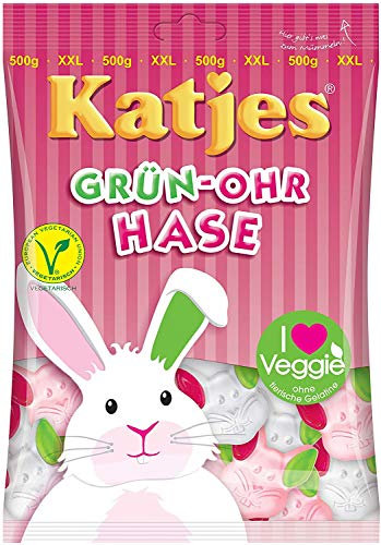 Katjes Grün-Ohr Hase - Grünohrhase - 3 x 500g Beutel | vegetarisch fruchtiges Schaumgummi