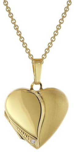 trendor Medaillon Herz mit Damen-Halskette Gold auf Silber 925 75738-50 50 cm