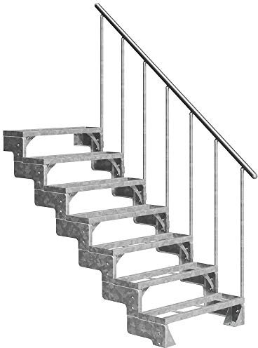 DOLLE Außentreppe Gardentop 7 Stufen Geschosshöhe 126-154 cm inkl. Einlegestufen 100 cm und Einzelstabgeländer