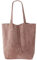 SH Leder ® Damen Echt Wildleder Shopper mit Innentasche in vielen Farben Schultertasche Henkeltasche 37x29cm Katrin G261 (Nude altrosa)