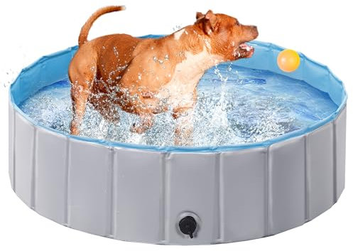 Yaheetech Hundepool für Hunde, Swimmingpool 100/120/140/160 x 30 cm, Hund Planschbecken Schwimmbecken, Faltbarer Pool Badewanne Wasserbecken, Klappbares Haustier-Duschbecken