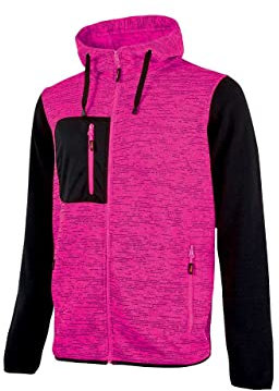 U-Power Rainbow, Felpa Full Zip, Con Tasche Ampie, Morbido Pile, Tessuto Cotone Stretch, Collo Alto, Cappuccio Regolabile, Abbigliamento Invernale Confortevole (BLACK FUCSIA - M)