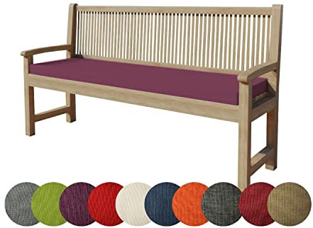 chilly pilley Bankkissen Bankauflage Polsterauflage Reißverschluss mit Schlaufen Kissen für Gartenbank Gartenbankauflage für Gartenmöbel Sitzkissen & Rückenkissen Outdoor (120 x 40 x 5 cm, Violett)