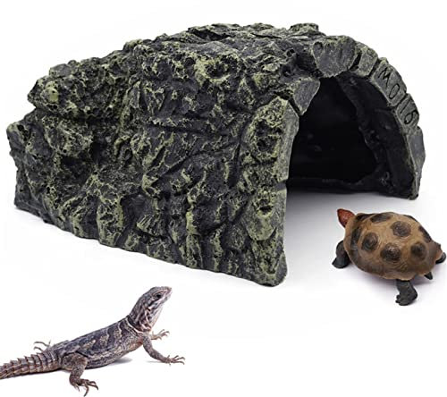 BREUAILY Reptilien Versteck, Fisch versteckt Höhle, Aquarium Schildkröte Reptilien Sonnenversteck Habitat Dekoration für Eidechsen, Schildkröten (Groß)