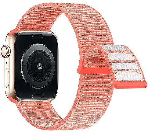 Lobnhot Nylon Correa Compatible con Correa Apple Watch 40mm 38mm 41mm, Correa Deportiva Ajustable Compatible con iWatch Series 10 9 8 7 6 SE 5 4 3 2 1, Albaricoque