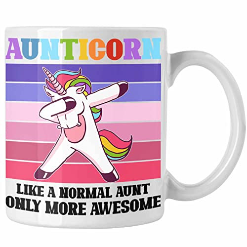 Trendation - Tante Geschenk Tasse Lustiger Spruch Aunticorn Geschenkidee für Beste Tante (Weiß)