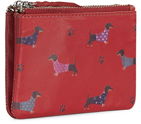 SKPAT - Geldbörse Damen Leder Strapazierfähig - Portemonnaie Mit Mehreren Fächern, Rot