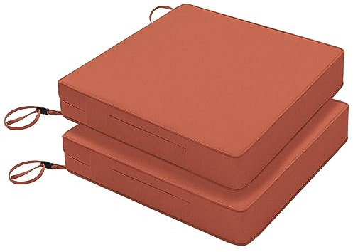 Favoyard Sitzkissen für Terrassenmöbel, wasserdicht, für Terrassenmöbel, 3 Jahre, Farbechtheit, Gartensofa, Couch, Stuhlkissen mit Griff und verstellbaren Riemen, Gewürzmotiv, 48,3 x 48,3 cm, 2 Stück