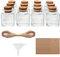 BELLE VOUS 12 Pack of Glass Craft Bottles with Cork Stopper Lids, Twine & Tags - 50ml Miniature Jars - Glass Bottles for Wedding/Party Favours, Wishing Bottles & Decorative DIY Arts/Crafts