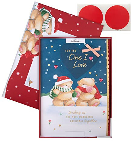 Hallmark Weihnachtskarte für eine Person mit Aufschrift I Love (in englischer Sprache), niedliches Winter-Design, 25575201, mehrfarbig