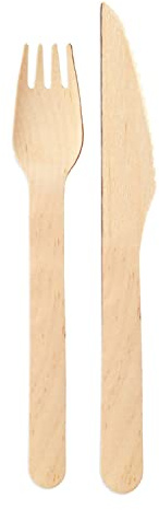 wisefood Einwegbesteck Set aus Birkenholz - 2 Sets - 10 Holzgabeln,10 Holzmesser 16,5cm - 20-teiliges Einmalbesteck 16cm - Biologisch abbaubares Partybesteck aus Holz