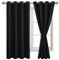 JIUZHEN Rideaux Occultants Rideau Thermique Isolant Anti Chaleur Lot de 2 Rideaux à Oeillets Isolation Lumiere Anti UV pour Chambre Maison Salon 132x160cm(LxH Noir