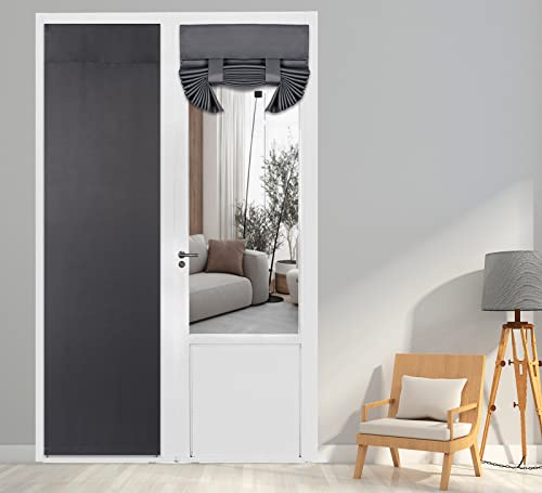 PI Verdunkelungsvorhang für französische Türen, Fenster, Privatsphäre, wärmeisoliert, Langer Türvorhang für Glastür/Schiebetür/Schatten, 1 Paneel (W26XL80, Dunkelgrau)