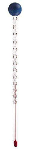 Lantelme Glas Thermometer 24cm mit Holzkugel Temperaturanzeige -10°C - 110°C | Für Tee Teewasser Babyflaschen und Einkochen von Lebensmitteln für Teekanne Topf oder Babyflasche (Blau)
