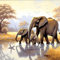 Ginfonr DIY Diamond Painting Zubehör Elefant Familie Set Full, 5D Diamant Painting Tiere Bilder Kit Crystal Rhinestone Embroidery Decoration Für Home Wall Décor 30x30 cm