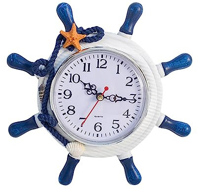 Garneck 1 orologio da parete digitale per esterni, decorazione in legno, volante per esterni, da appendere alla bicicletta della nave, da spiaggia, da appendere