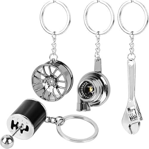 KHDULQ Turbolader Schlüsselanhänger 4 Stück Auto,Metall Turbolader Schlüsselanhänger Autoteile Modell Kreativer Autozubehör