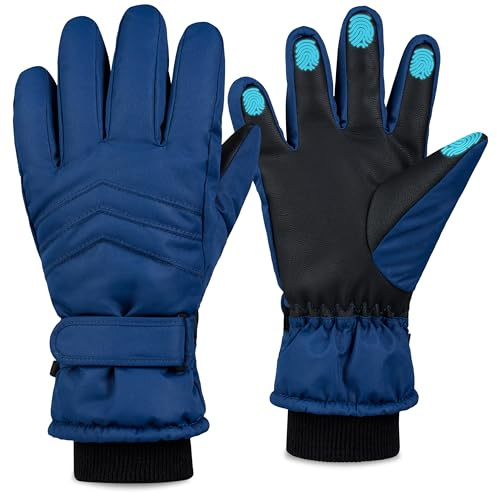 CityComfort Gants de Ski Enfant, Gant Chaud Imperméable pour Enfant Ado Garcon 6-15 Ans, Gants Thermiques Hiver Écran Tactile Neige Ski Snowboard