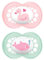 MAM Original Succhietto 16+ Mesi (Set da 2), Ciuccio MAM 16 36 mesi silicone con tettarella ortodontica, Kit da 2 accessori neonato con pratico porta ciuccio sterilizzatore, Rosa/Verde