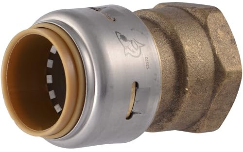SharkBite Max UR088A FNPT-Adapter, 3/4 x 3/4 Zoll FNPT Adapter, Push to Connect Messing Sanitärverschraubung, PEX-Rohr, Kupfer, CPVC, PE-RT, HDPE,