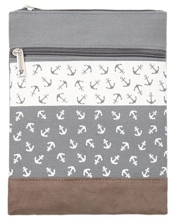 Leoberg Crossbag Tasche in verschiedenen Farben und Designs - Schultertasche aus Baumwolle in 302120-Grau-13