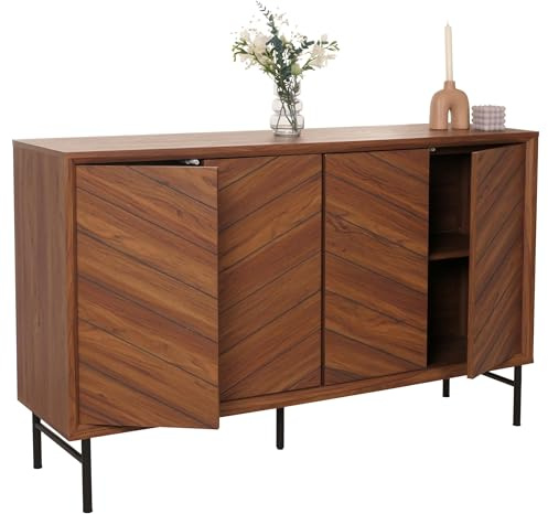 Mendler Sideboard HWC-M50, Schrank Kommode Highboard Anrichte, 94x151x40cm - braun