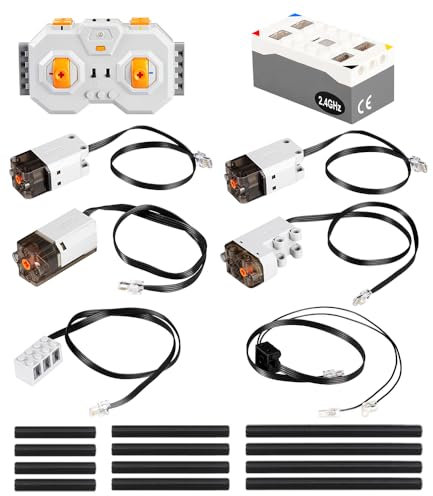 CaDA Motor Power Pack mit 1 M Motor, 2 L Motoren, 1 Servomotor, Fernbedienung und Batteriebox, kompatibel mit verschiedenen Klemmbaensteine ​​​​Technik Auto Power Funktionskits