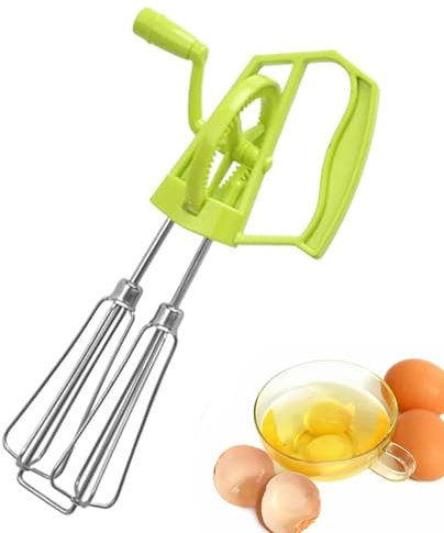 Frusta per uova, centrifuga, rotante, semiautomatico, in acciaio inox, multifunzione, 2 in 1, frullatore per latte, frullatore manuale per uova e pancake