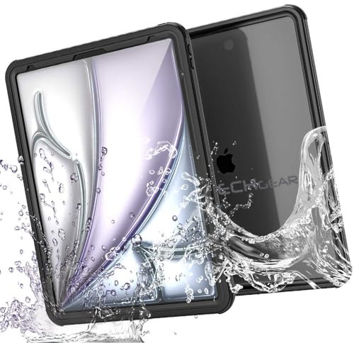 TECHGEAR Wasserdichte Hülle für Apple iPad Air 13 Zoll M3/M2 (2025/2024) [Poseidon] Schlanke, robuste Rüstung, stoßfest, wasserdichte Hülle mit integriertem Displayschutz + Ständer & Gurt