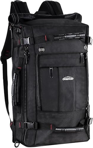 OVERMONT Herren Backpack Reisetasche, Tragetasche, Rucksack, Schultertaschen, Schwarz