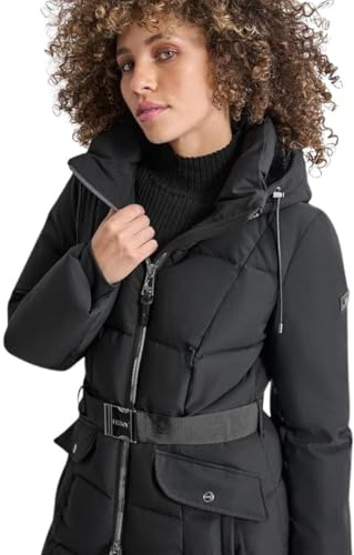 DKNY Damen Zip Front With Belt Maxi Coat Coat